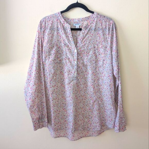 Old Navy Printed Ditsy Floral V Neck Popover Top Blouse Size Large - Picture 1 of 6